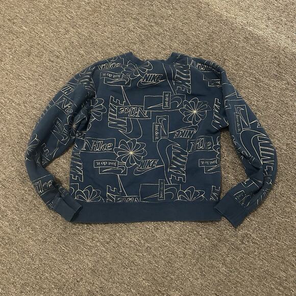Nike Just Do It Women's All Over Print Crewneck Pull Over Sweatshirt Size S - Picture 3 of 3